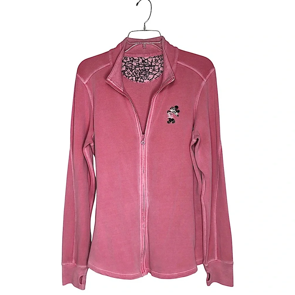 Tommy Bahama Disney Minnie Mouse Women Embroidered Jacket Full Zip Pink Wash M